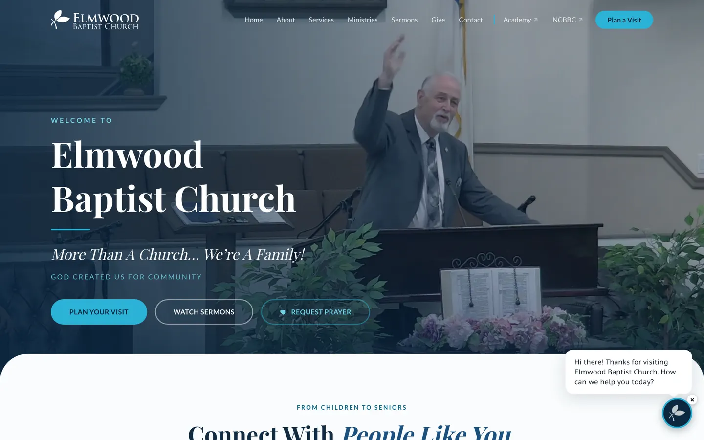 Elmwood Baptist Church website homepage, Brighton, Colorado, church website design by Elijah Desent