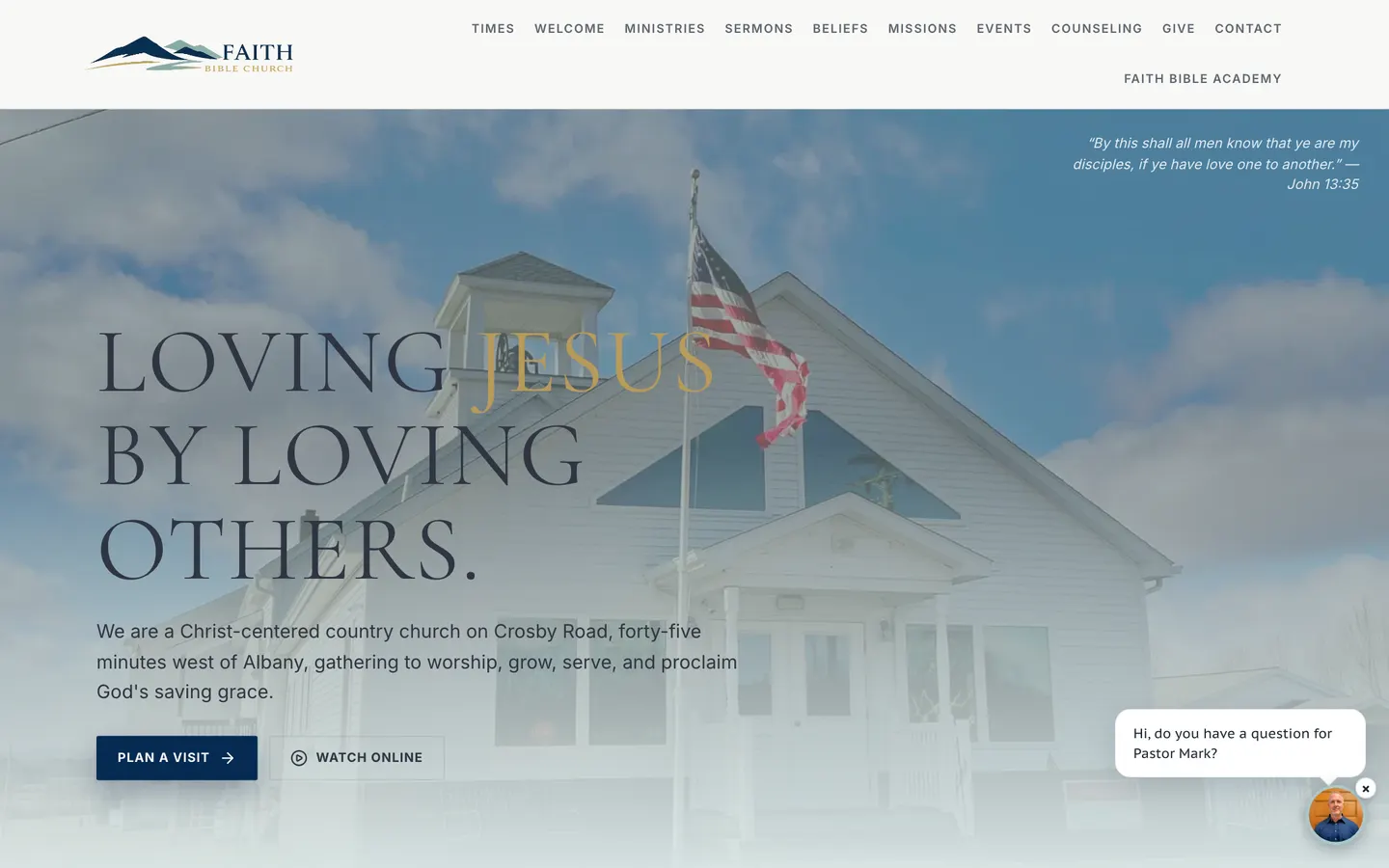 Faith Bible Church website homepage, Sprakers, New York, church website design by Elijah Desent
